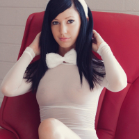 Sexy dark haired bunny Catie Minx flashes her amazing curves