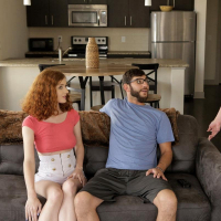Slutty redhead girl Abbey Rain seduces and fucks her kinky stepbro