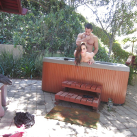 Girlfriend Lily Carter sensual pool fuck with a hot man