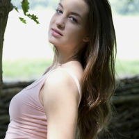 Brunette Babe Angelina Brill posing nude outdoors