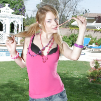 Outdoor stripping is a fun and sexy activity for teen babe Ally Ann