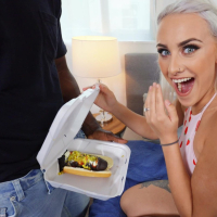 Cock hungry blonde babe Indica Monroe mounts a big black dick