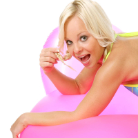 Blonde in bikini Sharka Blue showing tits pussy