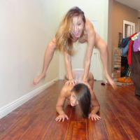 Hot coeds Victoria and Mischa give a threesome at home