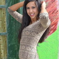 Brunette teen Bella Quinn is dressed for success