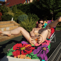 Minnie Manga by the Pool using a Pussy spreader