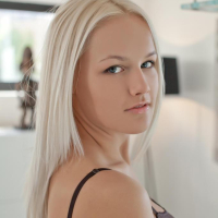 Blonde babe Katharine wears your shirt in the morning