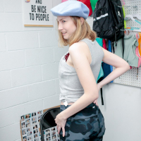 Filthy thief Claire Roos gets punished and bnaged by security guy