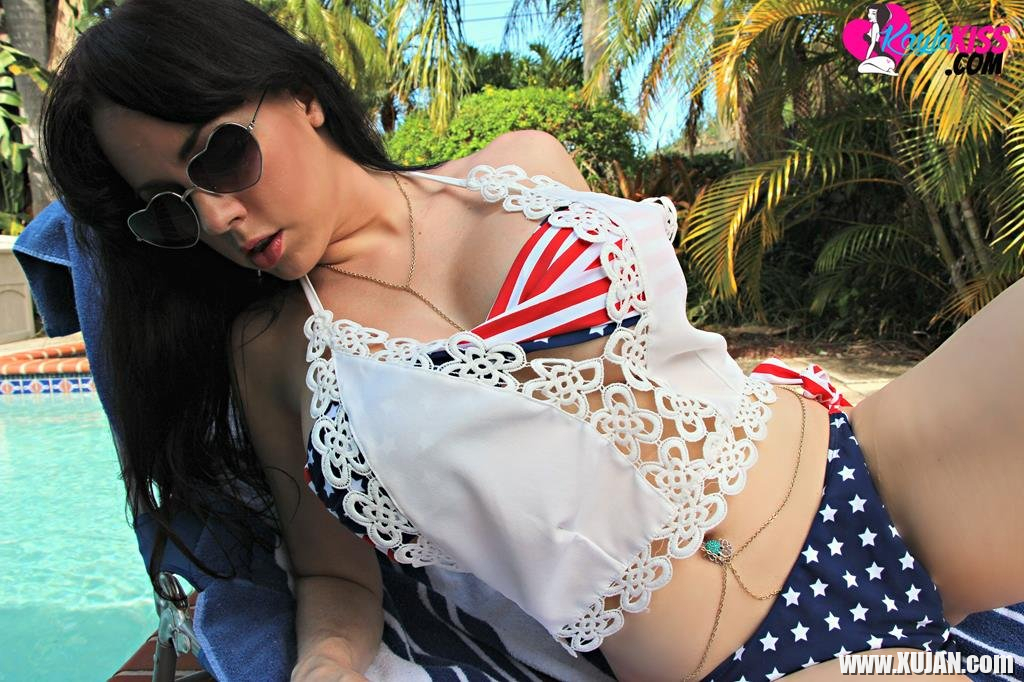 Kayla Kiss by the Pool in Stars and Stripes Bikini - Photo #2583060