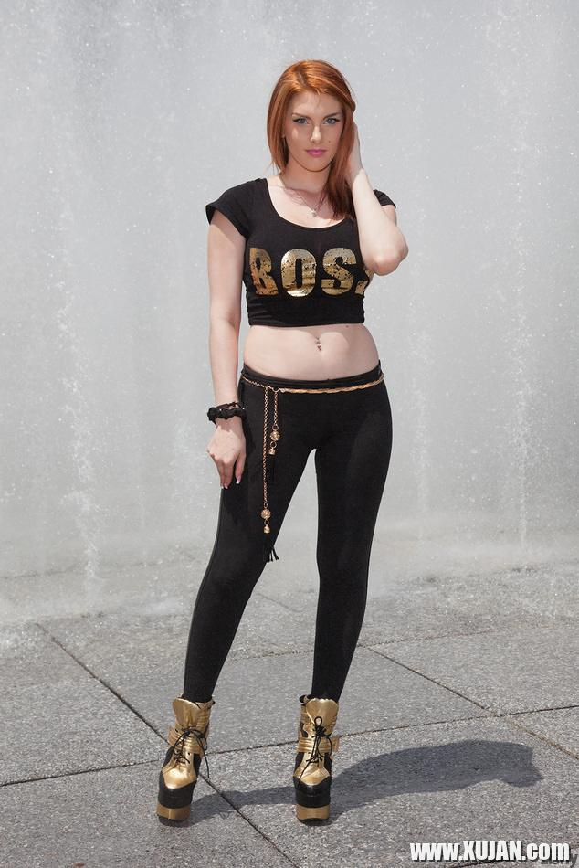 Redhead babe Lilith Lust flashes her crotch tatoo outside - Photo #2584100