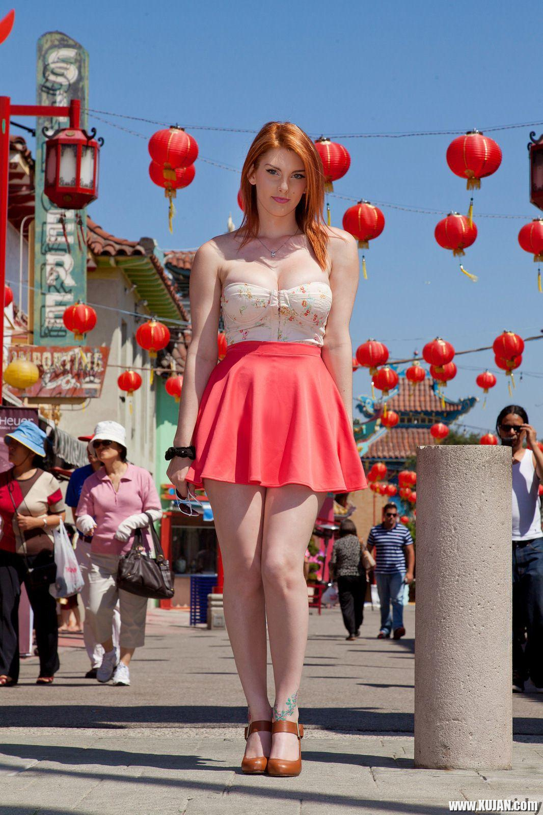 Redhead girl Lilith Lust shows you whats up her pretty skirt - Photo #2584148