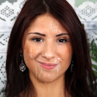 Evi Fox welcomes a fresh load of jizz on her pretty face