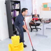 Tegan James slammed by the janitor in her classroom