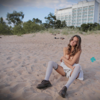 Good looking Katya Clover showing her nice boobies outdoors