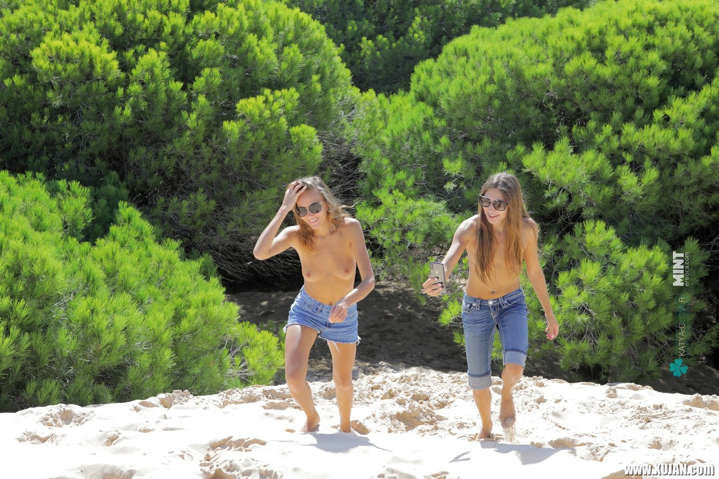 Katya Clover and her friend showing their nice figures outdoors - Photo #2595287
