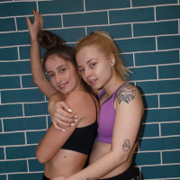 Naughty Irina Dyvyn and Bianca Bell having fun after yoga class