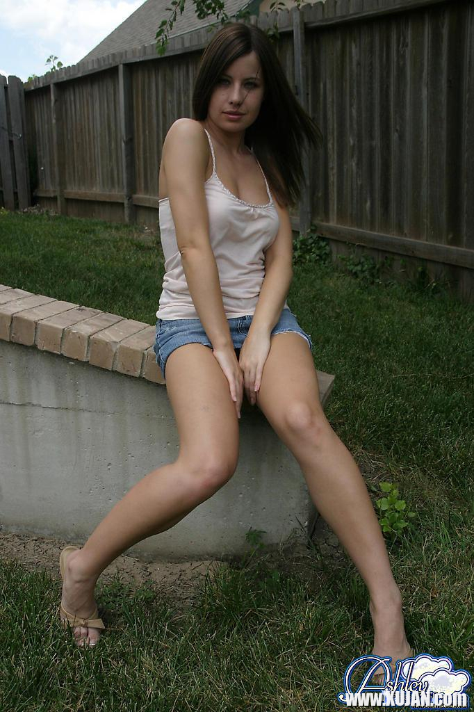 Pictures of Ashley Brookes showing off her long legs outside - Photo #2659577