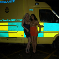 Busty flashers Gemma Maddock and Dolly Delight in UK Two babes big tits flashin