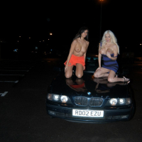 Busty flashers Gemma Maddock and Dolly Delight in UK Two babes big tits flashin