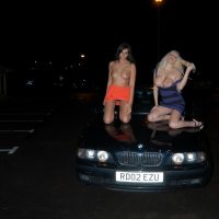 Busty flashers Gemma Maddock and Dolly Delight in UK Two babes big tits flashin