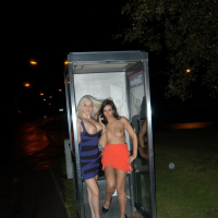 Busty flashers Gemma Maddock and Dolly Delight in UK Two babes big tits flashin