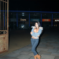Busty flashing pornstar Dolly Delights public nudity and downtown exhibitionism