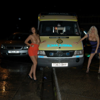 Firebrigade flashing and big tits nude in public by uk pornstars Gemma Maddock a