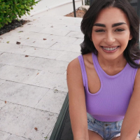 Petite babe Vanessa Moon swallows then rides JMacs big shaft
