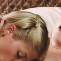 Lesbian teens Nataly and Sweet Cat get each other off in Happiness