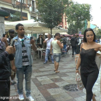 Mitsuki Sweet japanese blonde is humiliated and public bound in Madrid with audi