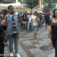 Mitsuki Sweet japanese blonde is humiliated and public bound in Madrid with audi