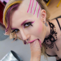 Maia Davis takes a load on her punk face