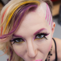 Maia Davis takes a load on her punk face