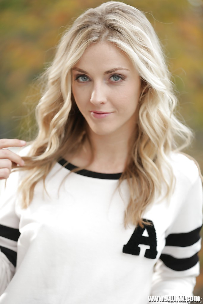 Blonde pornstar Karla Kush posing topless outdoors in schoolgirl uniform - Photo #2720795