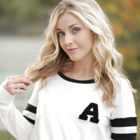 Blonde pornstar Karla Kush posing topless outdoors in schoolgirl uniform
