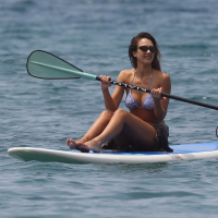Jessica Alba wearing tiny blue string bikini in Hawaii