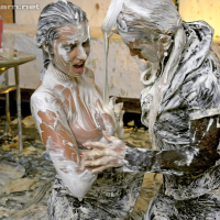 European gals Christina Lee Melissa Ria are into messy foodplay action
