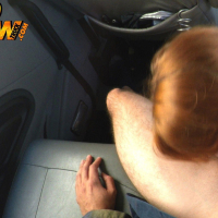 Hot redhead amateur Gwen Stark blows a tow truck driver to get her car back
