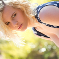 Busty erotic blonde babe Catie Parker teasing outdoors