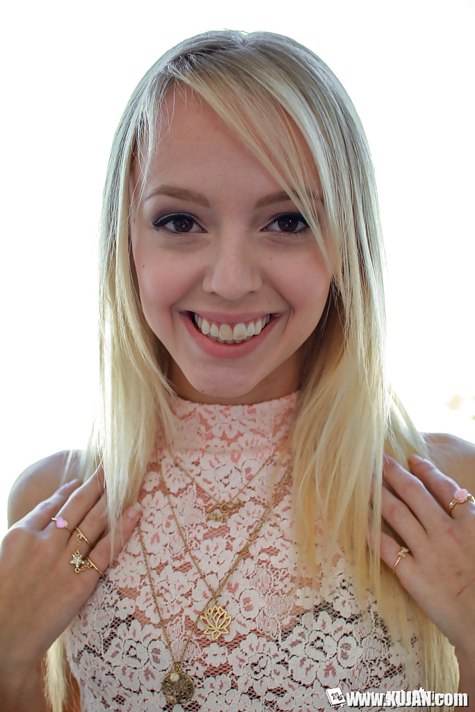 Tiny blonde teen Sierra Nevadah spreading her hot hairless pussy - Photo #2827085