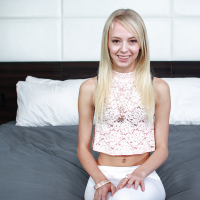 Tiny blonde teen Sierra Nevadah spreading her hot hairless pussy