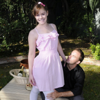 Sexy bitch Angel Cakes fucking a guy with a Strapon
