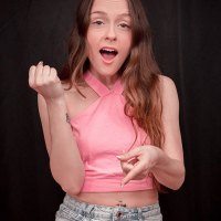 Cute Lily Glee strips before showing her agent her expert handjob skills