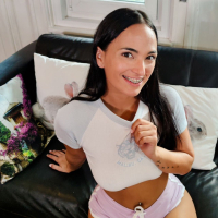 Seductive young cutie Claudia Bavel provides pleasure to two hard dicks