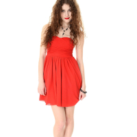 Slender redhead cutie Heidi strips out of her red dress