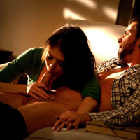 Tiffany Fox making love to her boyfriend in their dark living room