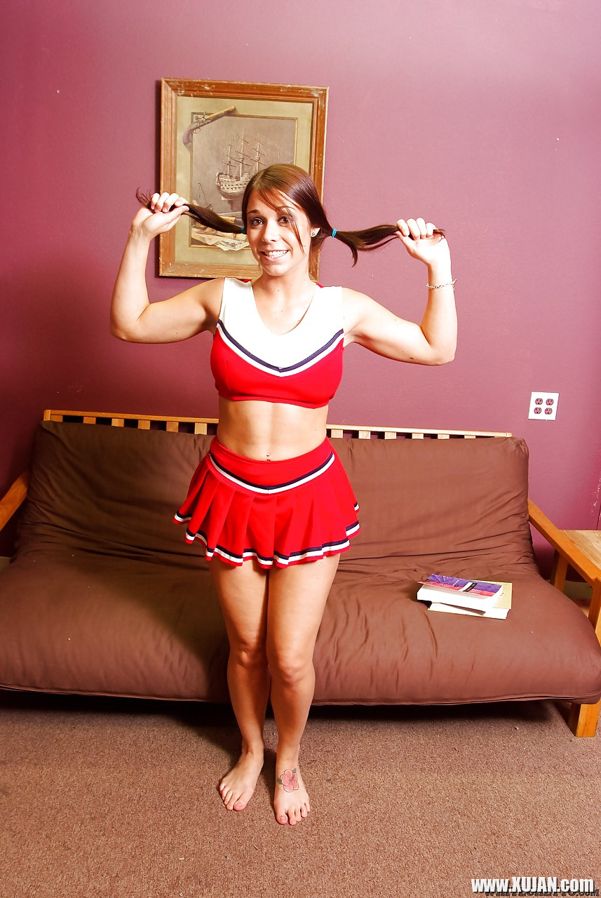 Leggy brunette babe Beverly Hills flashing upskirt panties in cheer outfit - Photo #2922069