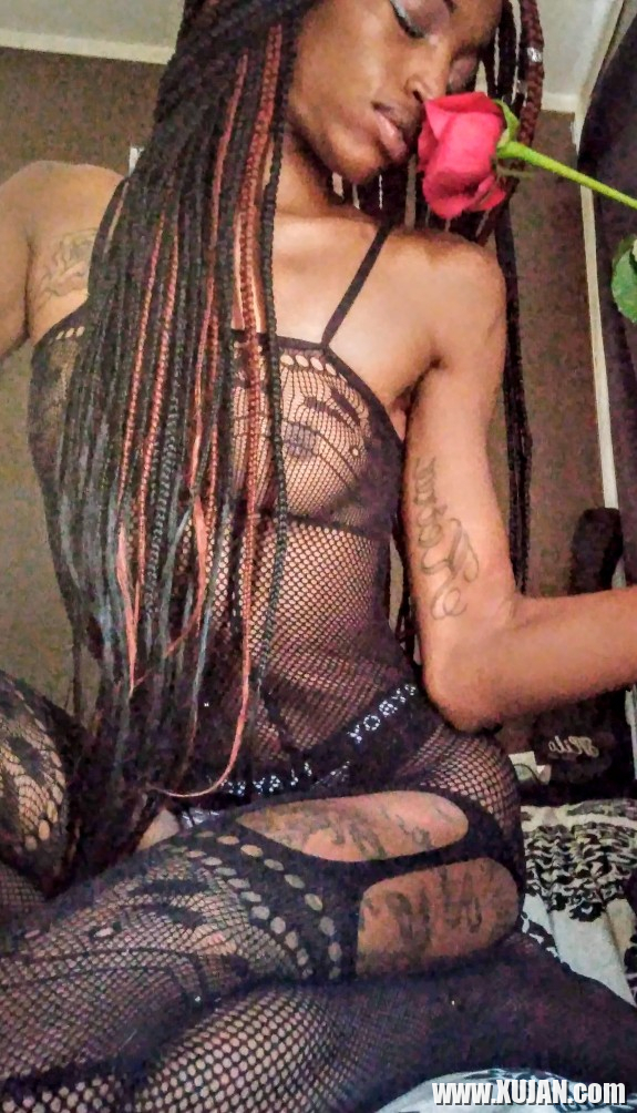 Classy Ebony Teen With Rose - Photo #2925465