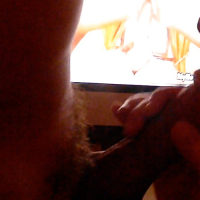 GF sucks my cock while she watches porn