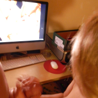GF sucks my cock while she watches porn